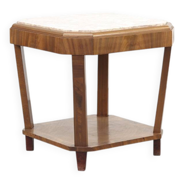 Table d'appoint ou console Art Déco française antique avec plateau en marbre rose