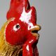 Small decorative rooster in handcrafted enameled ceramic folk art
