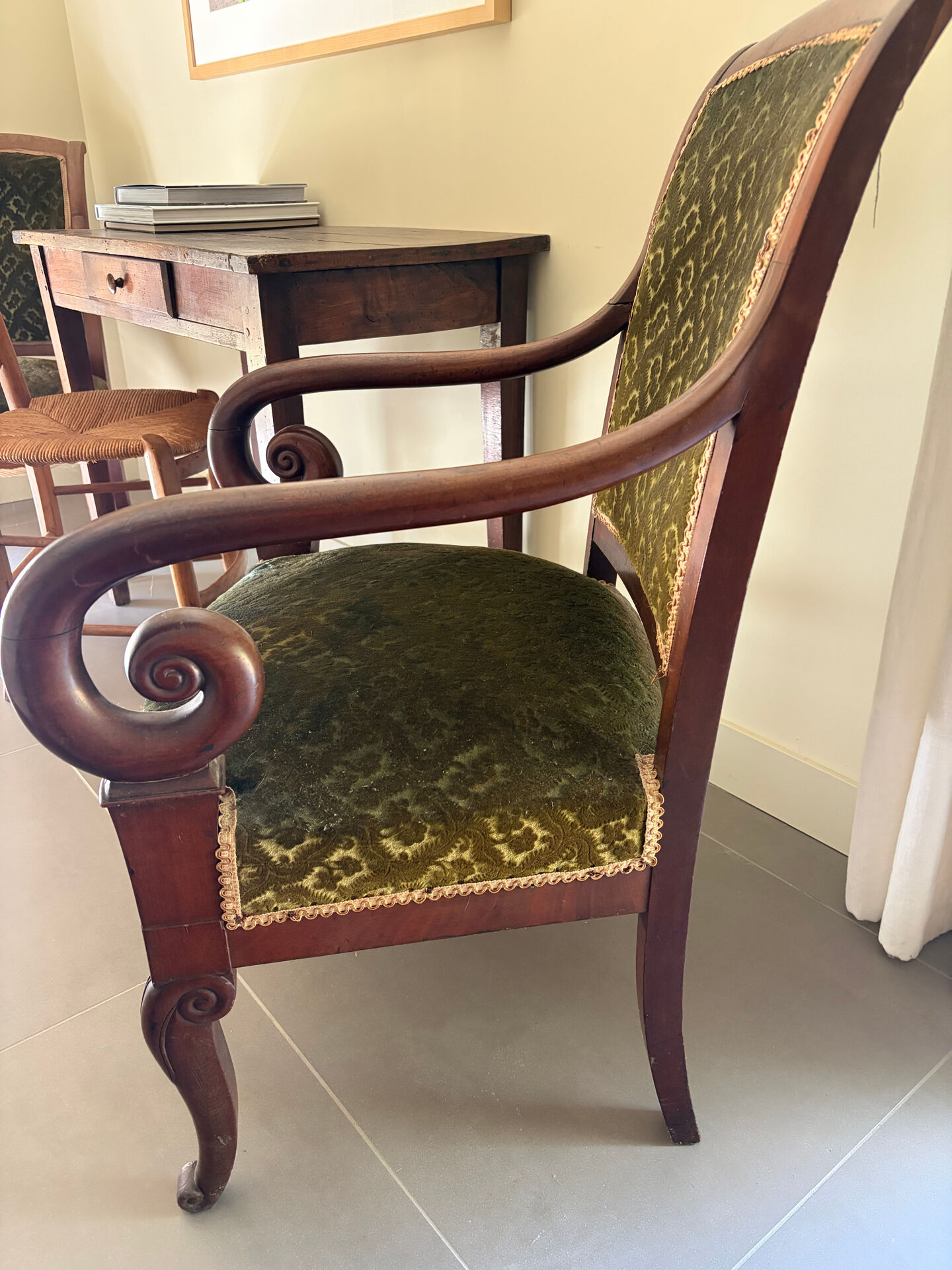 2 Fauteuils velours vert