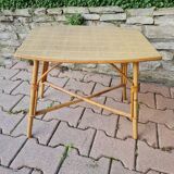 Rattan coffee table in vintage vinyl or end of sofa