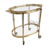 Golden metal dessert with glass tops