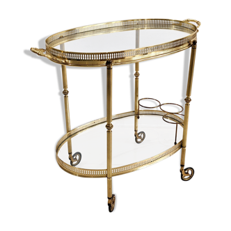 Golden metal dessert with glass tops