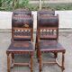 4 Henri II chairs in solid wood and leather from the 19th century.
