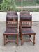 4 Henri II chairs in solid wood and leather from the 19th century.