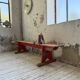 1950s oak bench with red patina, 2m