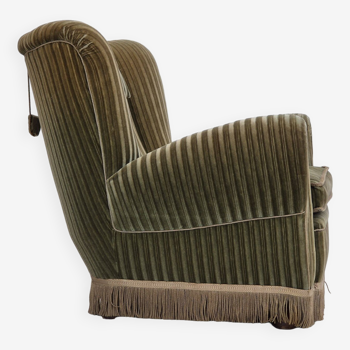 1960s, Danish relax armchair, original condition, green furniture velour.