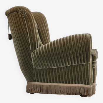Années 1960, fauteuil relax danois, état d'origine, meuble en velours vert.