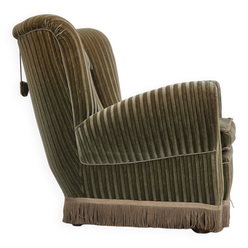 1960s, Danish relax armchair, original condition, green furniture velour.