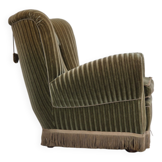 1960s, Danish relax armchair, original condition, green furniture velour.