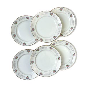 6 assiettes plates en faïence