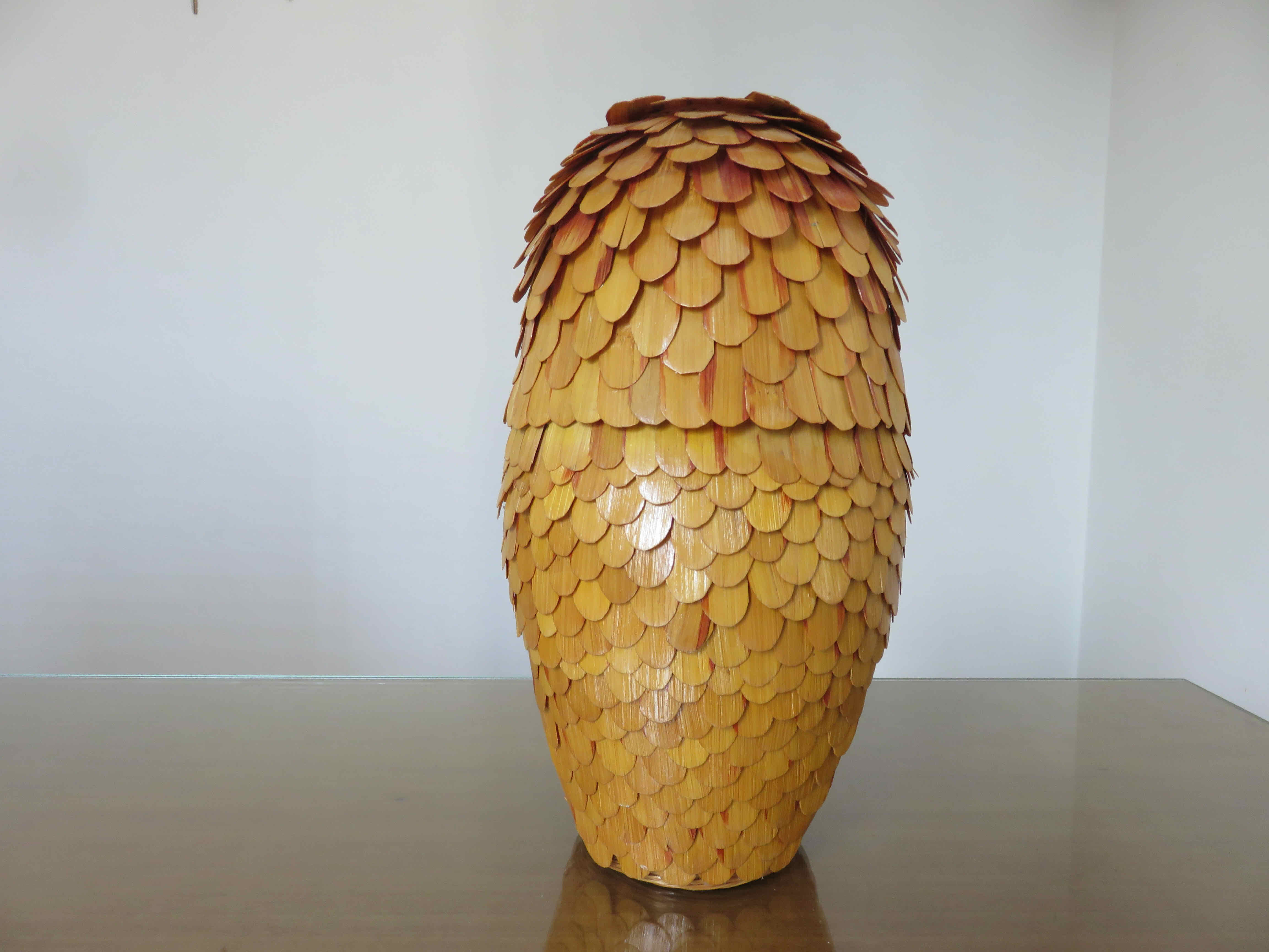 Box "owl" in rattan bamboo 70s