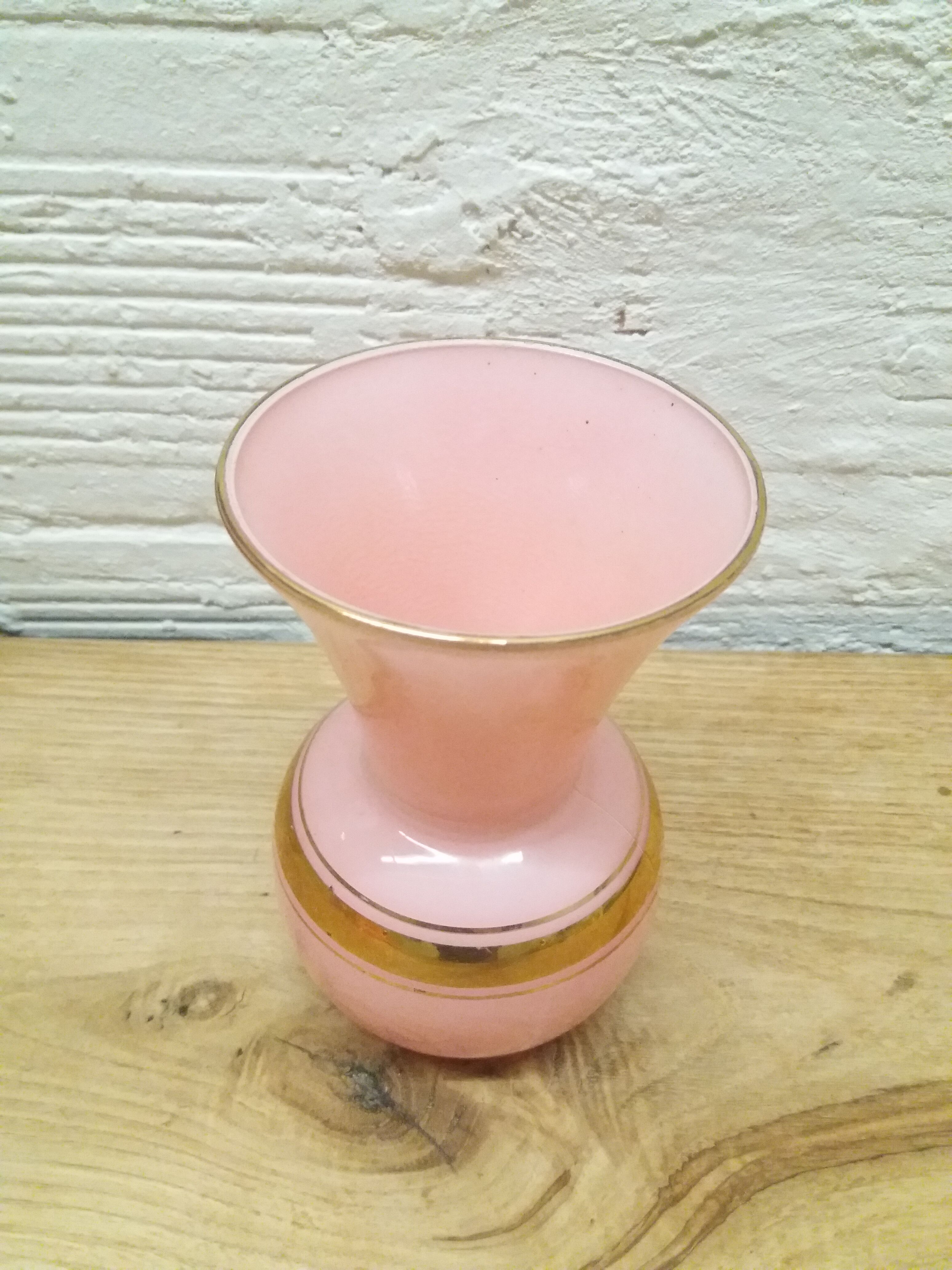 Vase rose et or