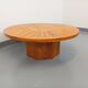 Vintage round pine coffee table from the 70s