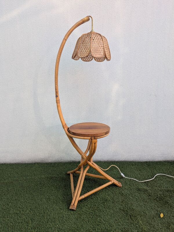 Lampadaire vintage Rotin Bambou vintage 1960