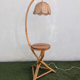 Vintage rattan and bamboo floor lamp, 1960s