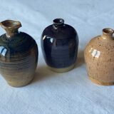 3 vases en  céramique grès signé