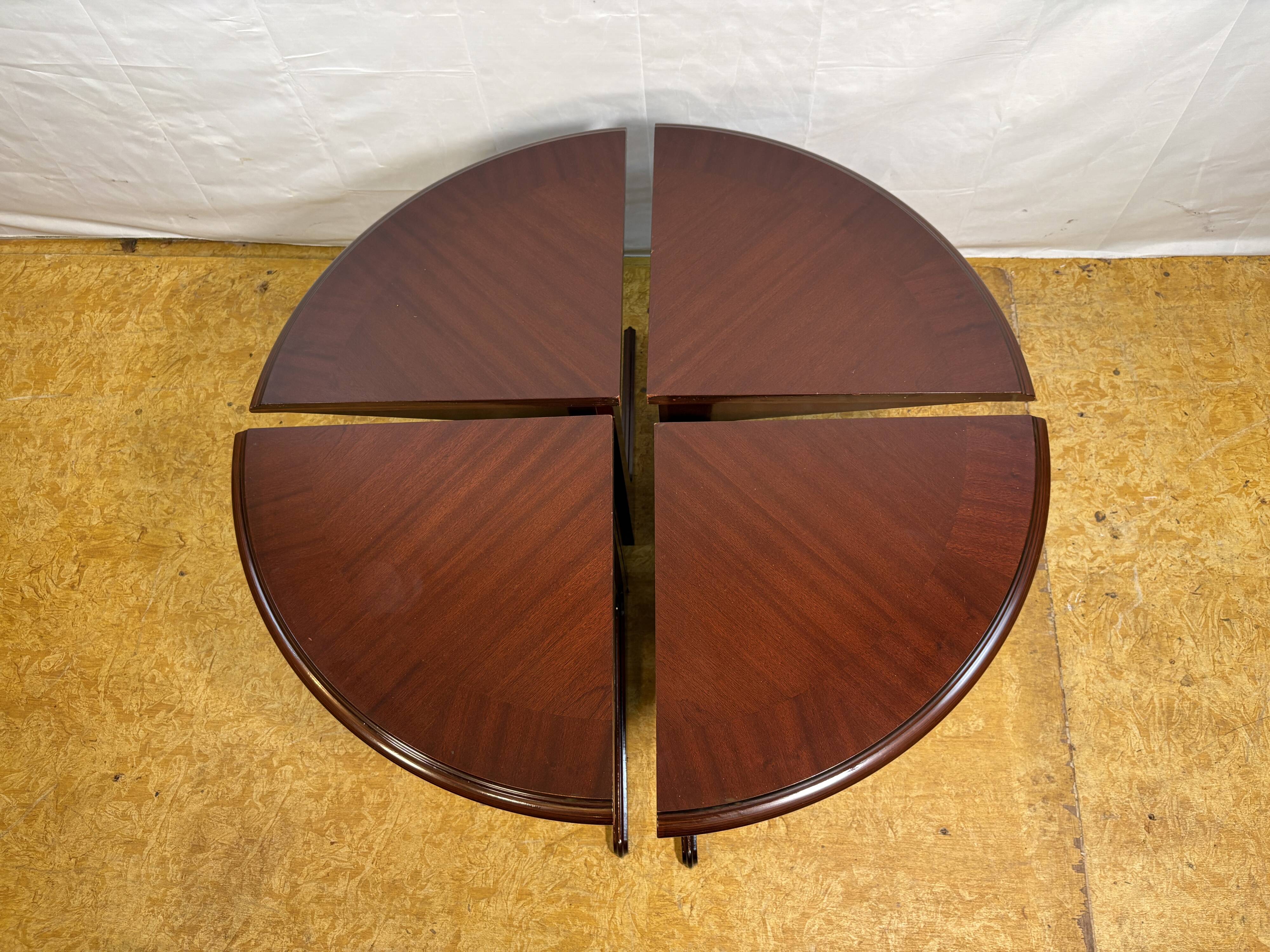 Vintage G-Plan Round Coffee Table & 4 Nested Stools | 1970s | Mahogany & Gl