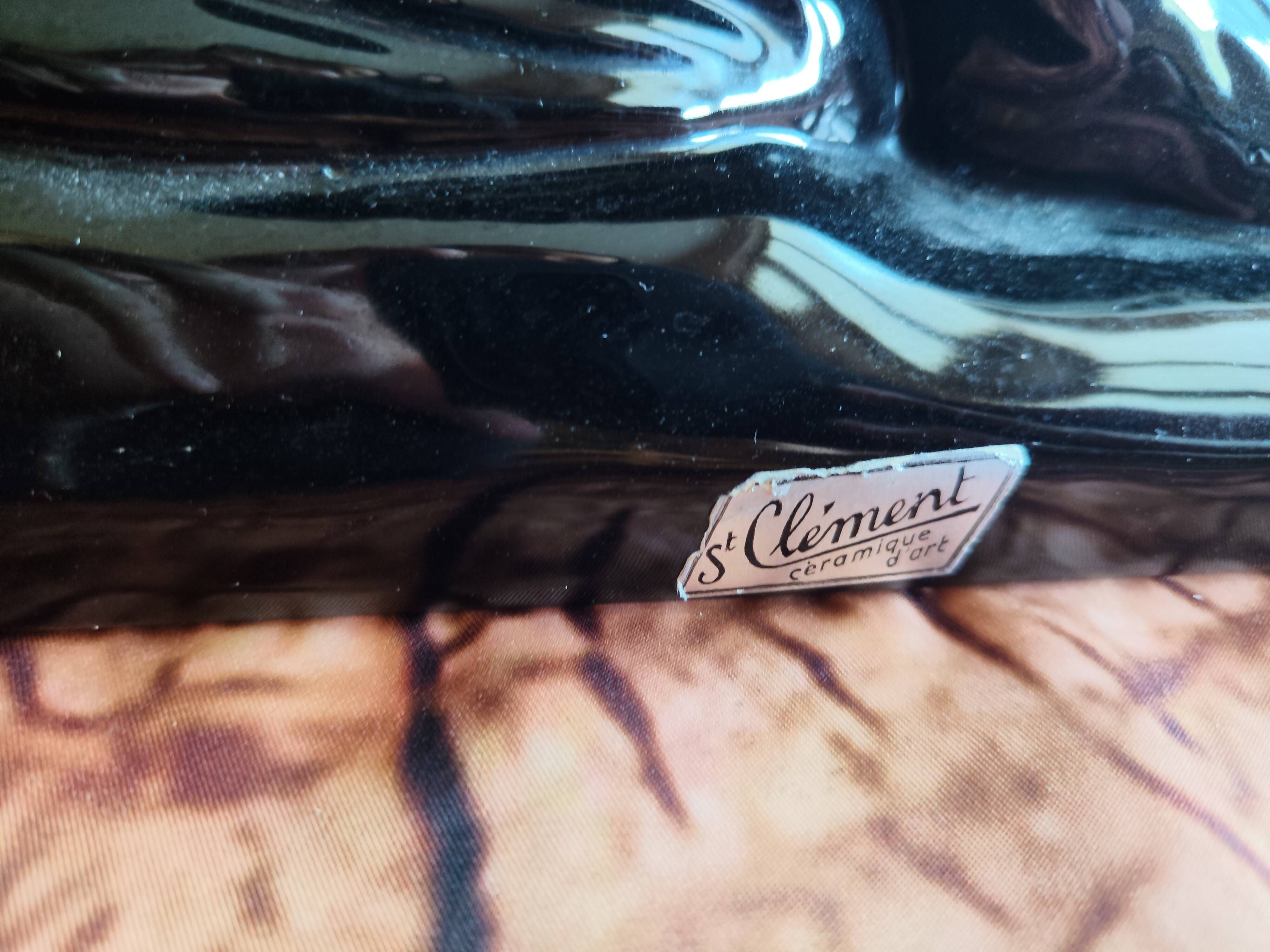Sculpture of a nude woman lying down Art Deco — C. Delaney / St Clément (Black enamel)