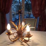 Wheat ear chandelier, 3 fires, gold metal