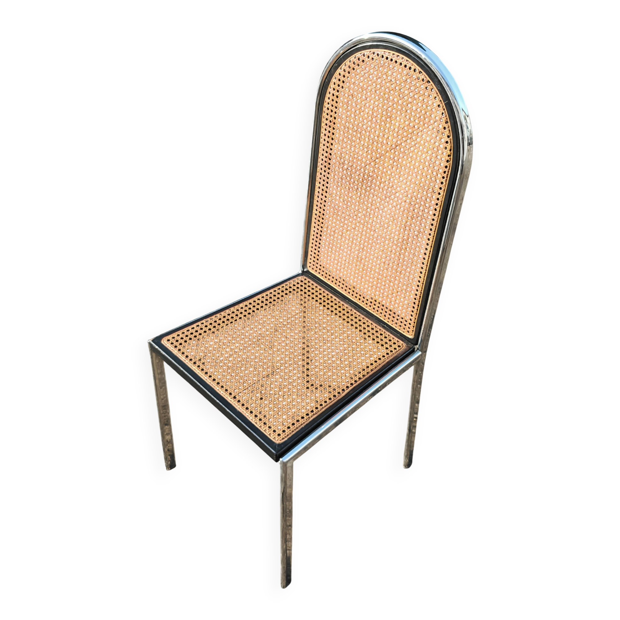 Chaises Bauhaus en hêtre et acier avec assises en cannage