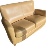 Sofa 2 places camel leather brand DUVIVIER