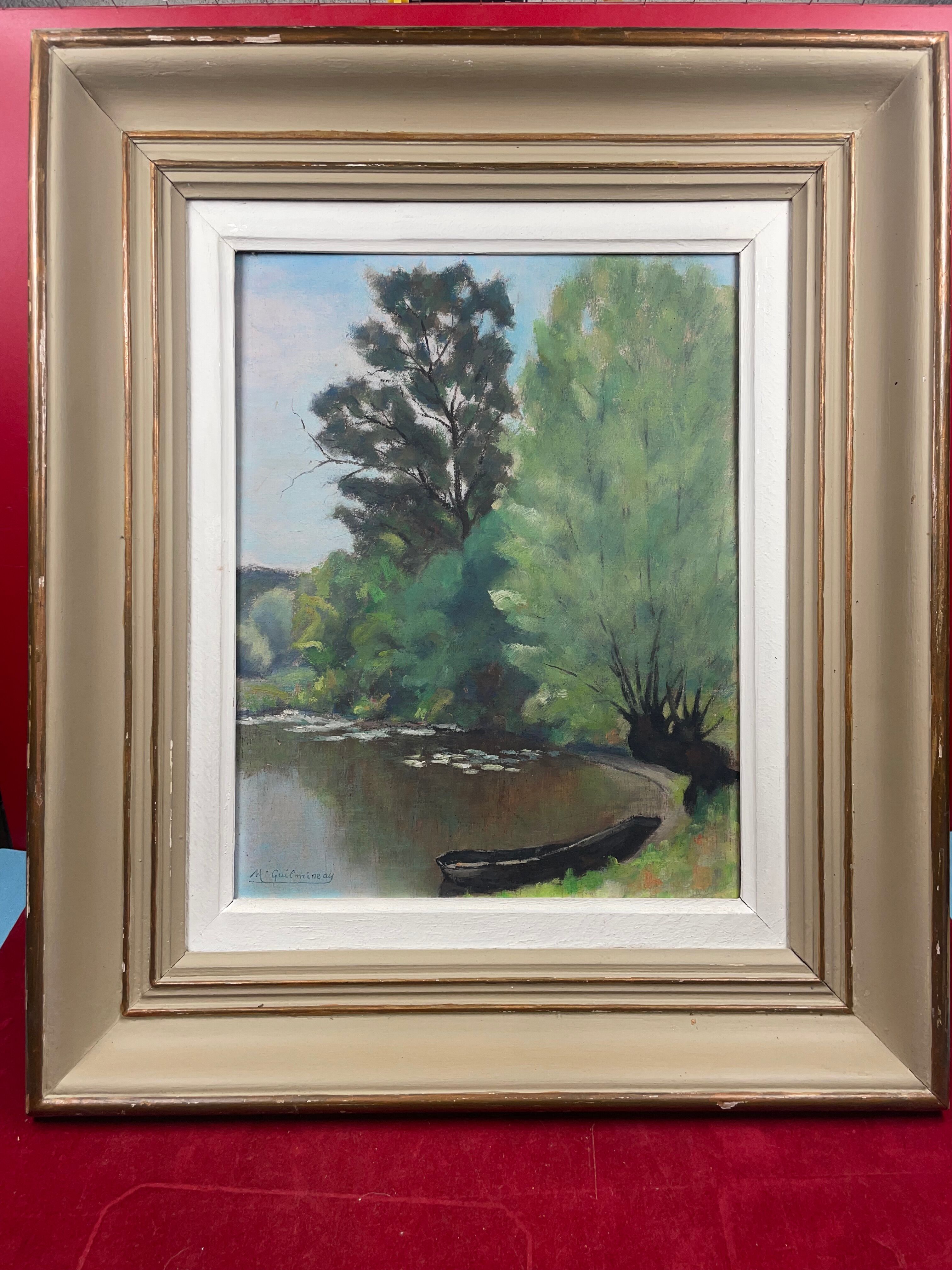 Painting M. Guilmineau Painter Vendée, Deux Sèvres, Green Venice, Coulon ....