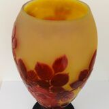 Gallé vase decorated with red roses