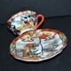 Polylobed Japanese porcelain cup - hand-painted geisha décor