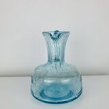 Vintage blue bubble glass pitcher