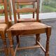 4 solid wood dining chairs with straw seats, 102cm