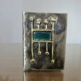 Case for matches in pewter, brass and email signed "latappy" 1970