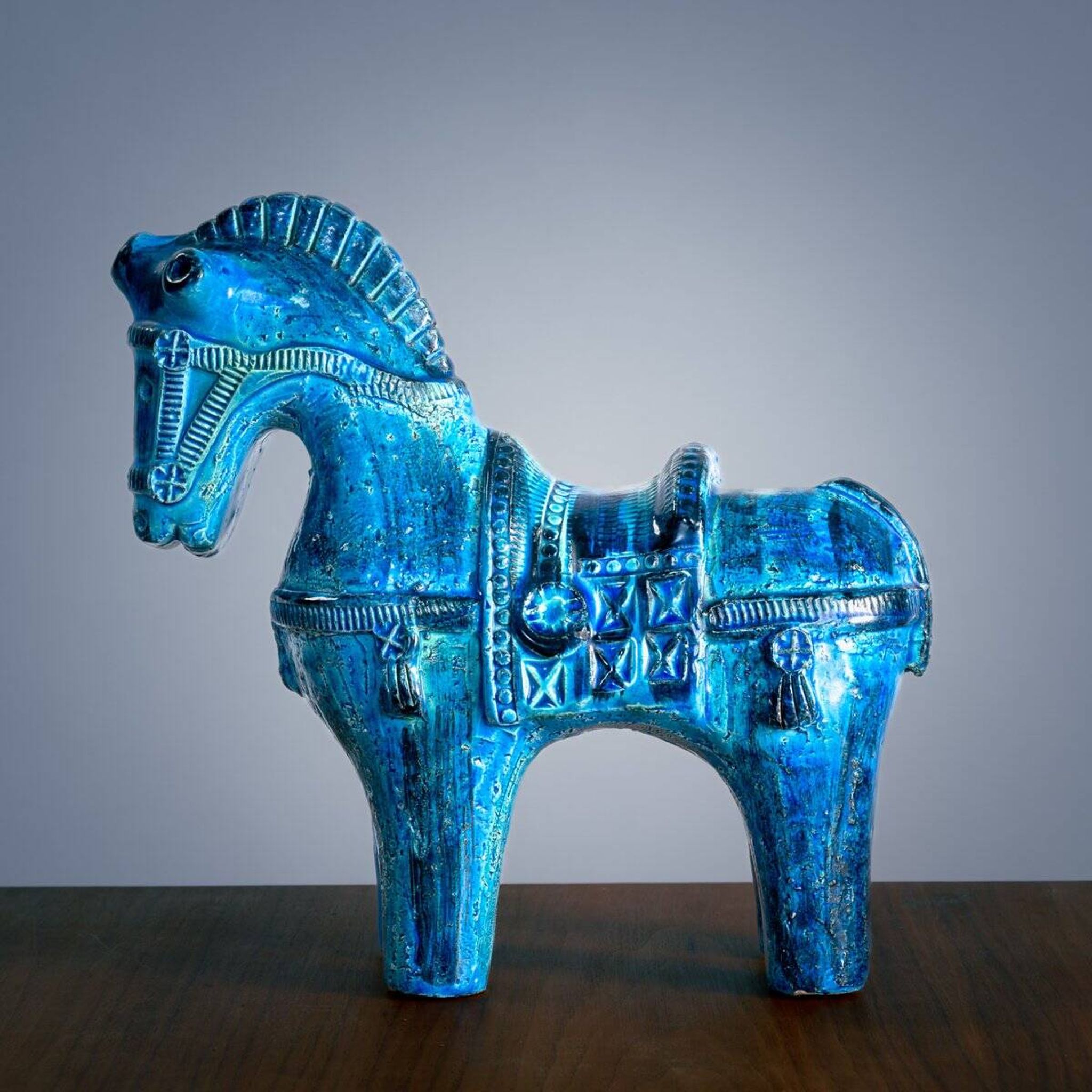 Rimini Blu horse sculpture by Aldo Londi for Bitossi, Italy, 1970s