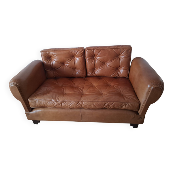 Canapé lit de repos en cuir de style Art Déco des années 1950/60