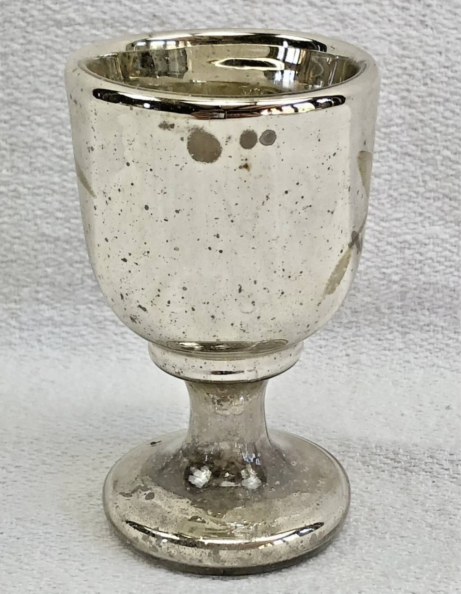 Painted blown glass egg cup with mercury gilding, 19th century.