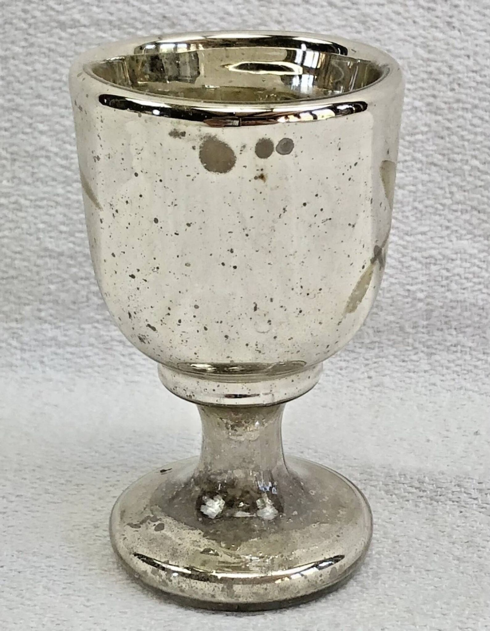Painted blown glass egg cup with mercury gilding, 19th century.