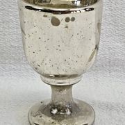 Painted blown glass egg cup with mercury gilding, 19th century.