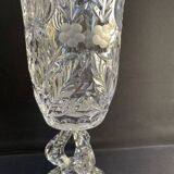 Polished and frosted molded crystal vase – Mid-20th century