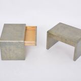 Mid-Century Modern Bedside Tables Made of Laquered Goat Skin by Aldo Tura