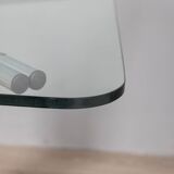 70s vintage square table in chromed metal and glass italian design