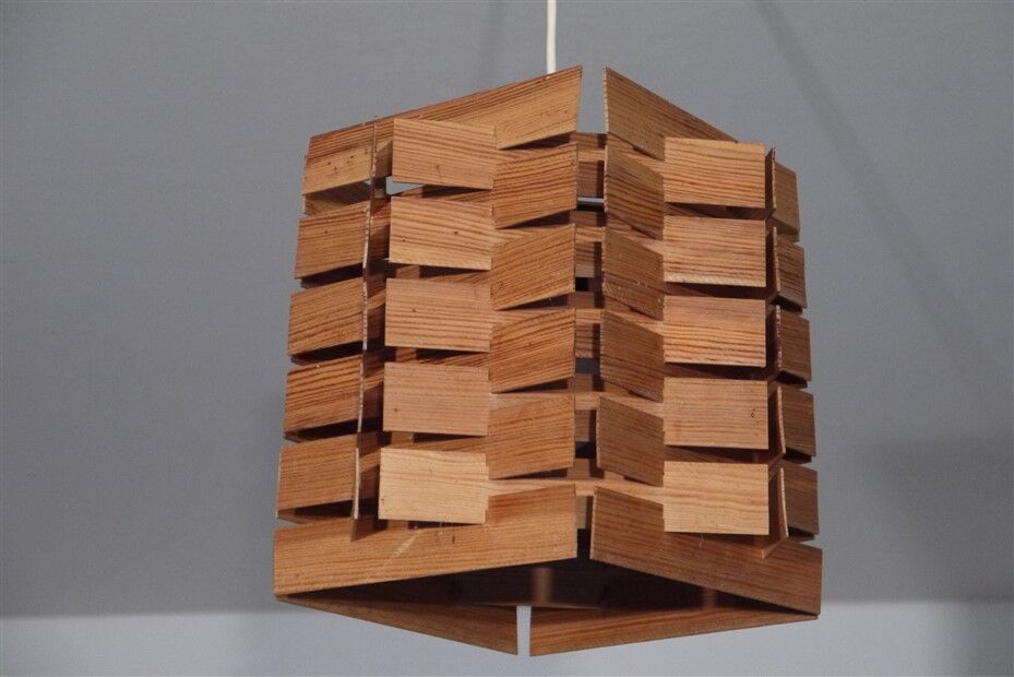 Scandinavian vintage wooden pendant lamp 1960