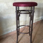 Lot of 3 bar stools, metal and velvet, vintage 60s