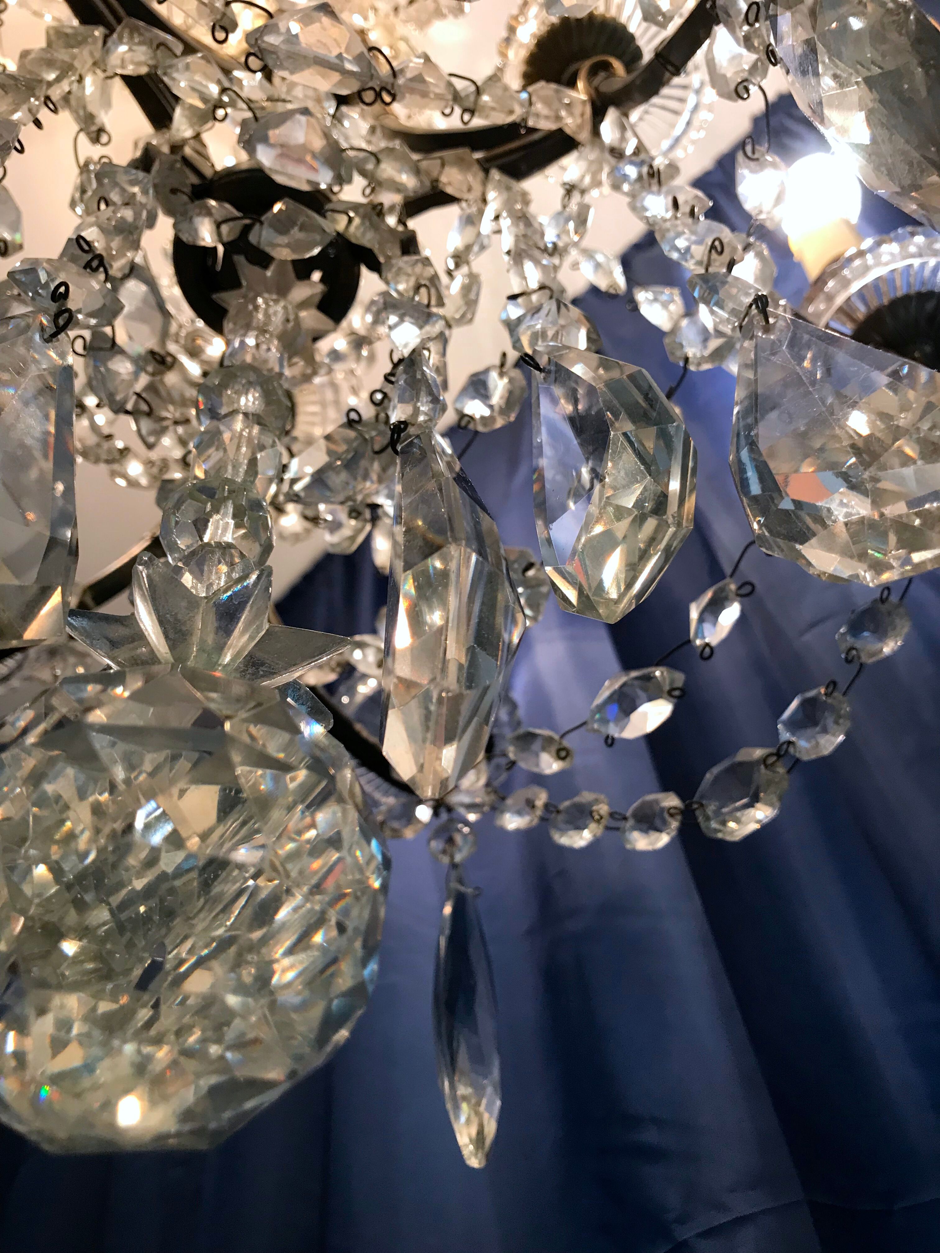 Crystal chandelier diamond cut 9 fires 1880