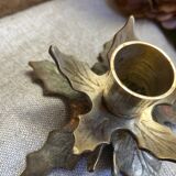 Brass leaf candle holder