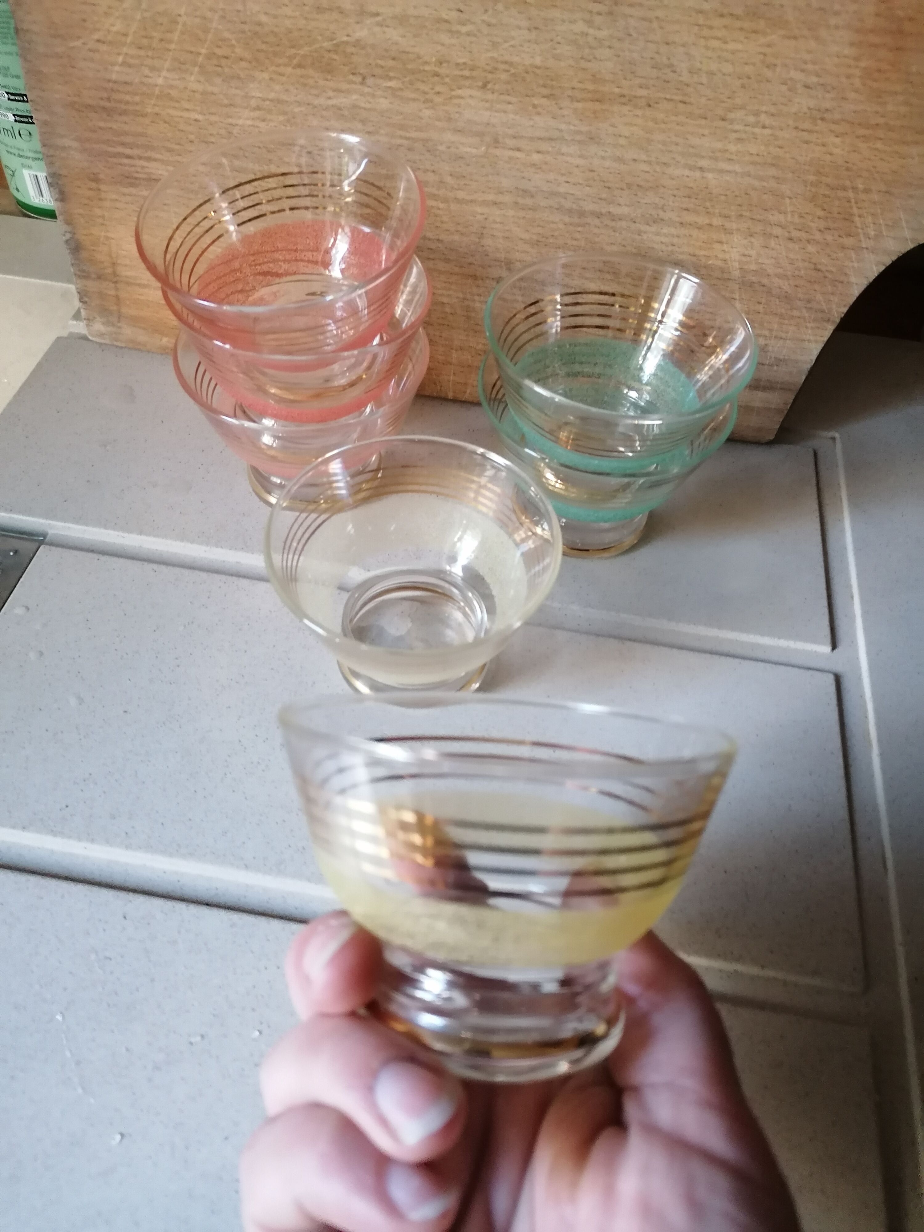 Set of 7 granite glass cups