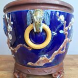 Large antique majolica cache pot, planter by Joseph Holdcroft.