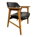 Scandinavian armchair by Erik Kirkegaard in oak and leather, 1960s