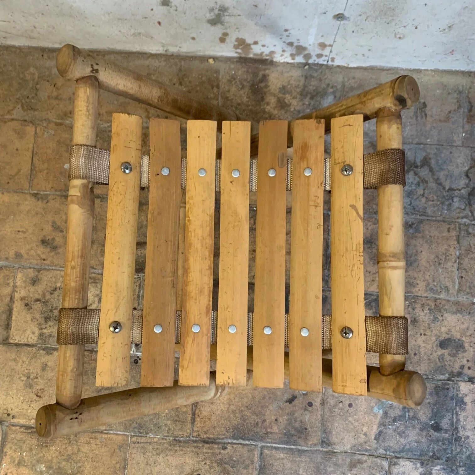 ancienne Paire de tabouret de pêcheur, bambou, XXe