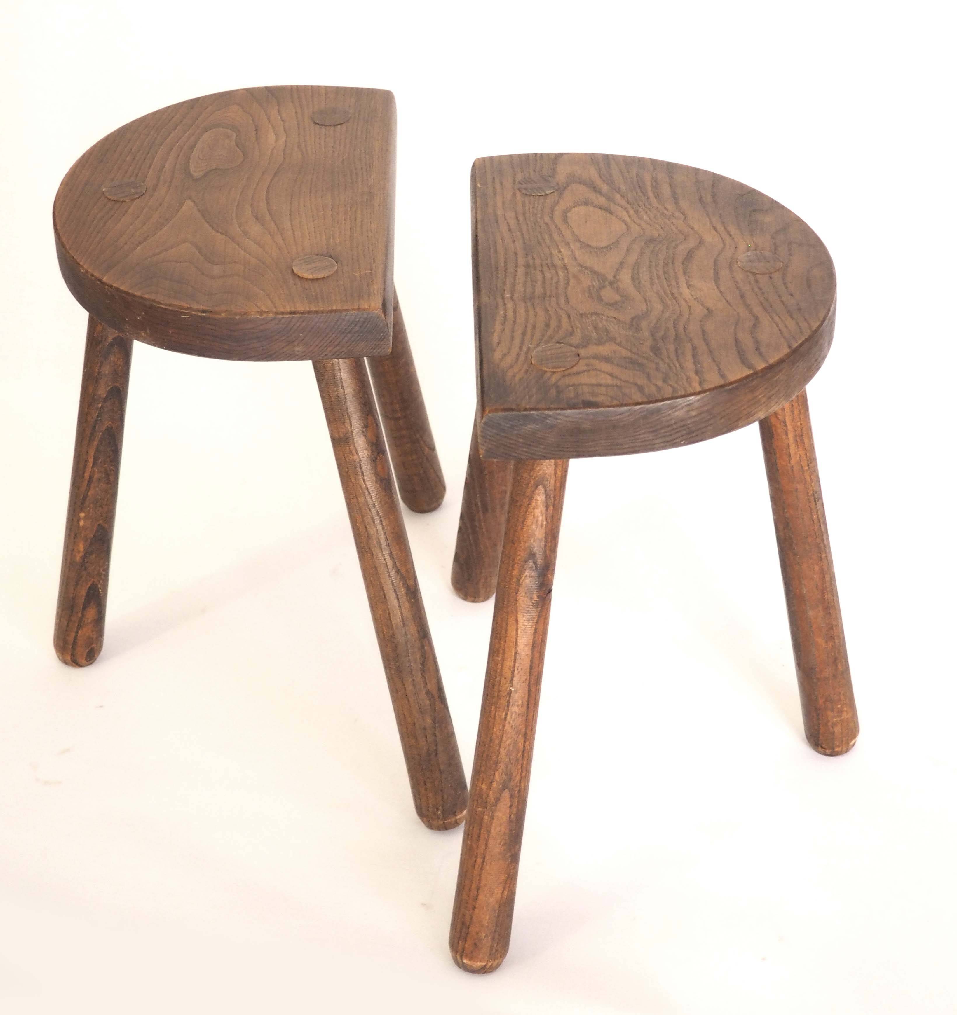 Pair of tripod cowherd stools