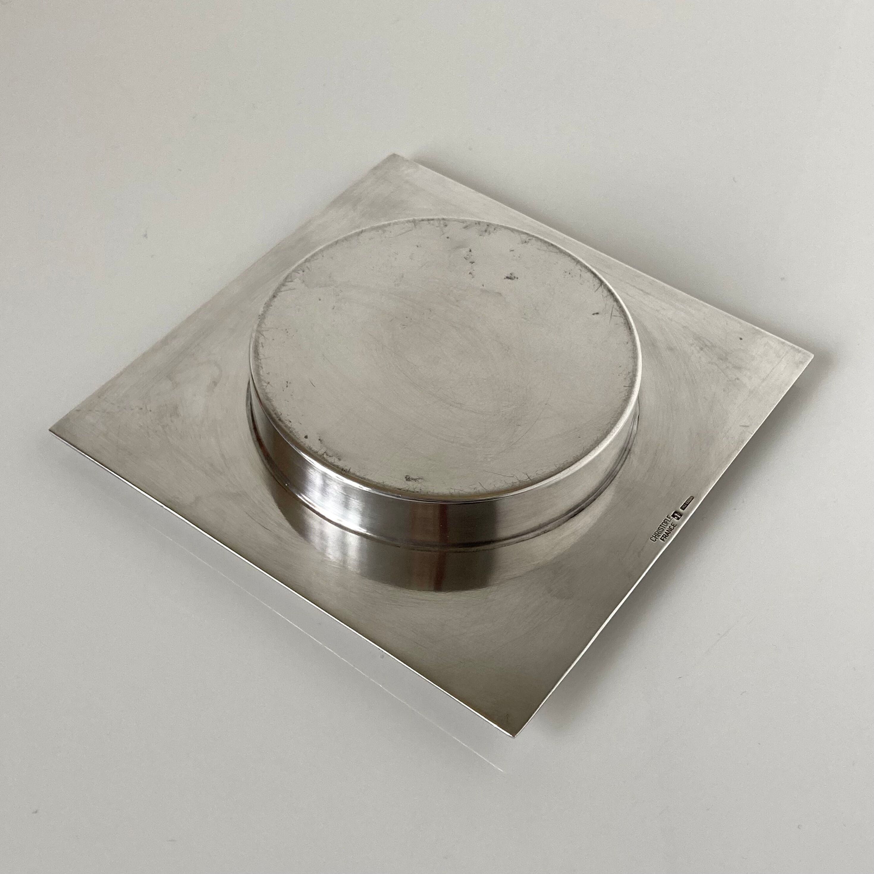 Box covered in silver metal and orange ABS by Lino Sabattini for Gallia by Christofle