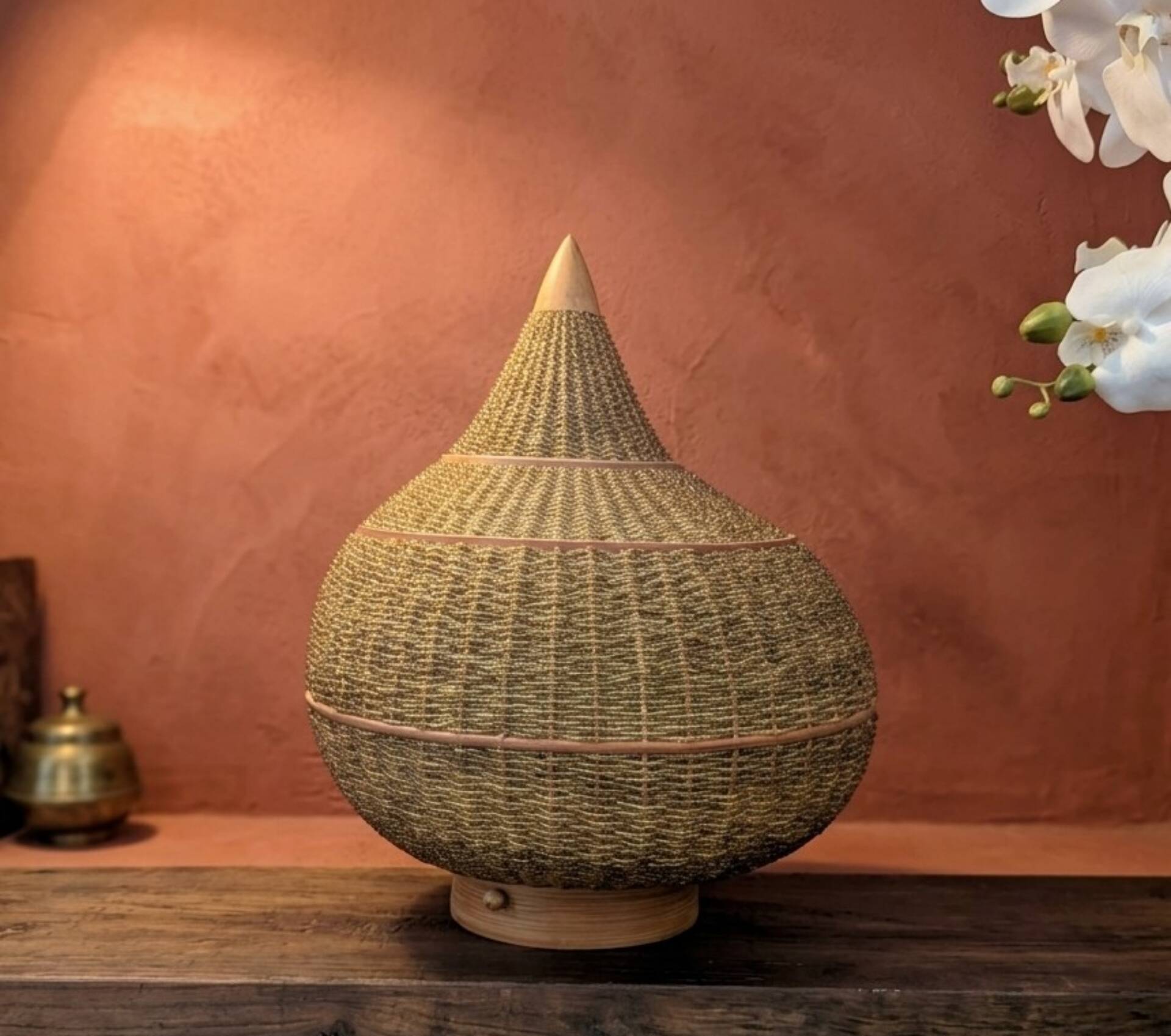 Table lamp Glass Beads & Bamboo